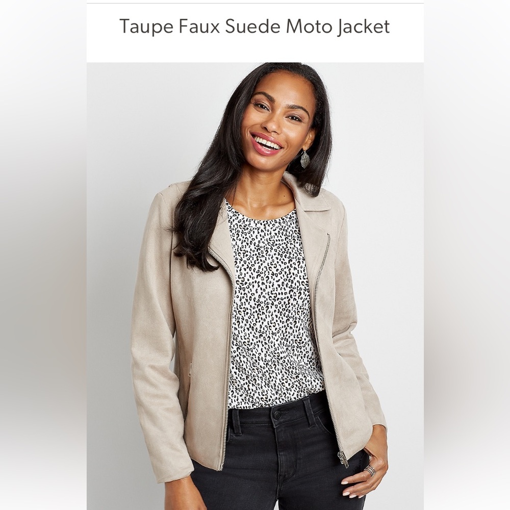 NWT Maurices sueded Moto Style Jacket beige medium